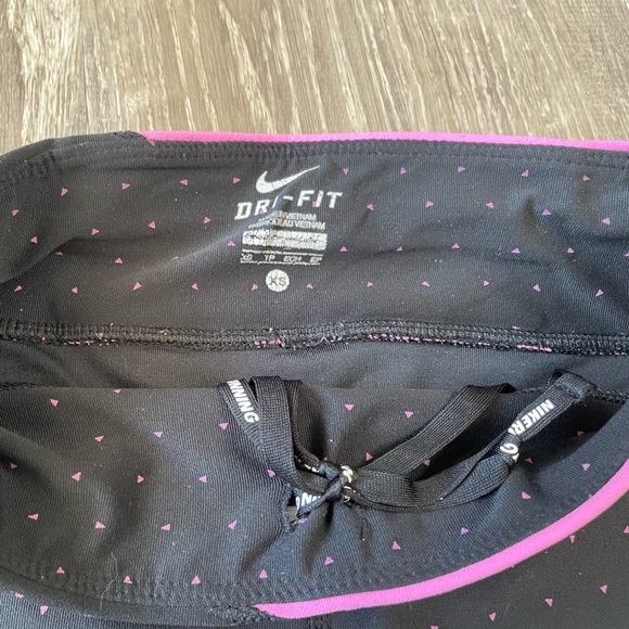 Nike Dri-Fit XS Womens Cropped Skinny Pink Polka-Dot Activewear Leggings - Picture 6 of 6